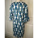 JACKIE Z Blue White Green Ikat Print Bell Sleeve Casual Dress Size Small Photo 2