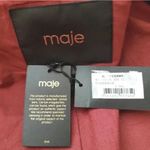 Maje  Bixente Lamb Leather Red Moto Belted Jacket in Bordeaux Size FR 40 US 10 Photo 3