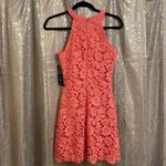 Lulus  Love Poem bright coral orange lace mini dress, size S, NWT Photo 4