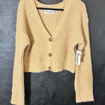 No Boundaries  Tan‎ Crop Button Front Cardigan Size Large Photo 0