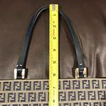 Fendi Zucca Navy Blue Leather and Grey Monogram Canvas Shoulder Bag COA Photo 11