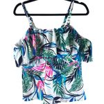 Island Escape La Flor Underwire Tankini Top Off Shoulder Floral White Green 18W Photo 2