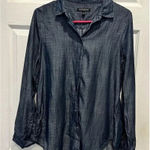 Banana Republic Factory 100% Lyocell Chambray Button Up Shirt Ruffle Hem Small Photo 0