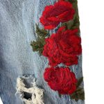 Levi's 501T Floral Jeans Embroidered Distressed Cropped Tapered Crop Denim 26 Photo 5