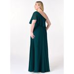 Azazie  Lizzy Pine A-Line One Shoulder Chiffon Maxi Dress Photo 1