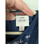 Knox Rose Navy Blue Embroidered Mini Peasant Dress Short Sleeve Women's Medium Photo 4