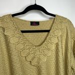 Vintage Ruffled Collar Charms Sweater Short Sleeves Sz ? Large? Holiday Gold Photo 3