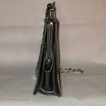 Vintage silver & gray chrome art deco purse with 36" long detachable chain Photo 2
