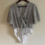 Altar'd State Black and White Print Polka Dot Body Suit Blouse Size Small Photo 2
