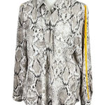 Apt. 9  Womens Long Sleeve Button Down Shirt Size L Snakeskin Print Yellow Stripe Photo 0