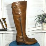 Crown Over The Knee Boots vtge Steampunk Caramel Brown genuine Leather Size 6 5 Photo 3