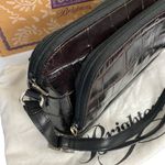 Brighton Leather Croc Burgundy Brown Purse Handbag Adjustable Shoulder Heart Bag Photo 3