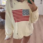 NWT Oversized distressed USA sweater Photo 1