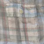 DKNY Linen plaid short sleeve button down 1 chest pocket pink gray white size 2X Photo 5