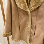 Vintage Faux Suede Faux Fur Lined Collared Penny Lane Jacket Coat in Camel/Tan Tan Size L Photo 3