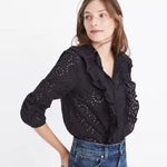 Madewell  eyelet ruffle-front black blouse Photo 0