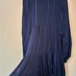 Lulus  Navy Blue Striped Long Sleeve Tiered Swing Dress Metallic Boho Siz… Photo 10