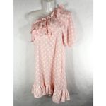 Lisa Marie Fernandez Target Large Dress One Shoulder Linen Polka Dot Pink‎ 1226 Pink Photo 1