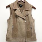 Lamarque Edusa Leather Zipper Vest Jacket Tan Khaki Moto Western Size S Photo 2