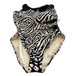 Coco reef Women's Zebra Stripe One-Piece Swimsuit Black Size 14 Tummy Control Photo 2