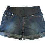 Oh Mamma Dark Denim Maternity Stretch Shorts Size Large EUC #5023 Blue Photo 0