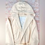 Fabletics  Lexie Hooded Robe Women's Tapioca Ivory Cozy Fleece Lined Photo 6