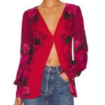 Free People Mikayla Scarlet Combo Red Printed Floral Front Hook Blouson Blouse Photo 0