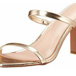 NWT THE DROP Women's Avery Square Toe Two Strap High Heeled Sandal Size 9 Gold Photo 0