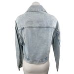 ZARA  Blue Acid Wash Long Sleeve Pockets Button Down Crop Denim Coat Jacket Sz S Photo 1
