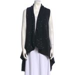 Alice + Olivia Sweater Cardigan Size S Open Front Sequins Sleeveless Black READ Photo 1
