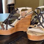 Calvin Klein Snake Print Wegdes Vacation Wooden Block Strappy Heels Womens 8.5 Photo 1