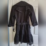 Rampage NWT Women's  Black Lace Belt Button Up Trench Coat 3/4 Jacket Size XS Photo 1