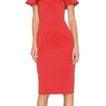 Yumi Kim Red Under Your Spell Mini Dress Off Shoulder Ruffle Detail Scuba Sm New Photo 0