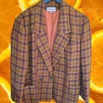 Vintage Betty Hanson Orange, Tan Purple‎ and Green Blazer Size 14 Orange Photo 0
