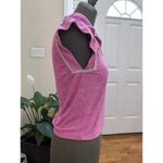 The Greii White Trim Terrycloth Cap Sleeves Popover Polo Top Small Retro Y2K Pink Photo 2