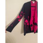 Crown & Ivy Flamingo Blue Pink Ling Sleeve Wrap Style Cardigan Size S Quirky Fun Photo 2