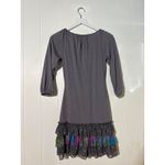 belle du jour  Gray Dress Womens Small Shirt Style Multicolor Tiered Ruffle Hem Photo 5
