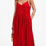 Madewell  Textured V-Neck Midi Dress Festival Red Size XS NWT Linen Cotton Luxe Photo 0