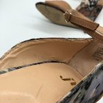 June Ambrose Wedge Sandal Suede Ankle Strap Geometric Beige Blue 7.5 Tan Photo 5