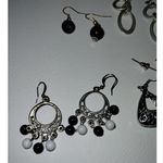Lot of 5 Pairs of Fashion Jewelry Silver Black White Mixed Pierced Ear Earrings Photo 2