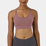 Halara NEW Backless Crisscross Strappy Yoga Sports Bra Toro/Plum Small Photo 1