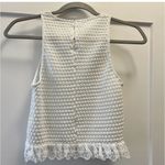 ZARA  knit crochet lace trim off white cream summer shirt Photo 3