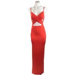 Boohoo  Red Cut-Out V-Neck Spaghetti Strap Bodycon Maxi Party Cocktail Dress Sz 4 Photo 2
