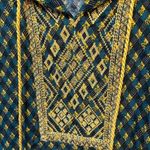 CJ Banks Boho Embroidered Tassel Top 0X (1X Fit) Green Photo 1