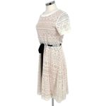 HD in Paris Anthropologie Cecily Lace Dress White with Black Tie Belt Size Small Photo 6
