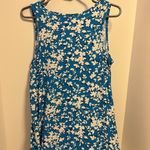 Draper James  BLUE AND WHITE FLORAL TANK DRESS WITH SMALL RUFFLE ON BOTTOM OF HEM Photo 4