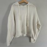 Lucky Brand Cream Knit Hooded Sweater Cropped Casual Neutral Comfy XL Photo 0