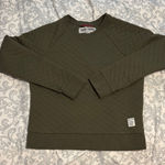 Quilted Crewneck Sweater in Olive Green Photo 0