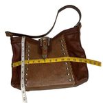 MEEKER CO Western Leather Bag Buckskin Lady Gold Silver Details Shoulder VINTAGE Brown Photo 3
