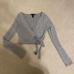 Forever 21 Heather Grey Self Tie Wrap Side Rib Crop Top Photo 1